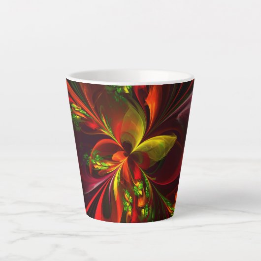 Modernes Abstraktes Muster des Roten Grünen Blumen Milchtasse (Vorderseite)