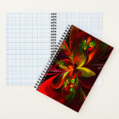 Modernes Abstraktes Muster des Roten Grünen Blumen Notizblock (Innen)