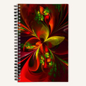 Modernes Abstraktes Muster des Roten Grünen Blumen Notizblock (Vorderseite)