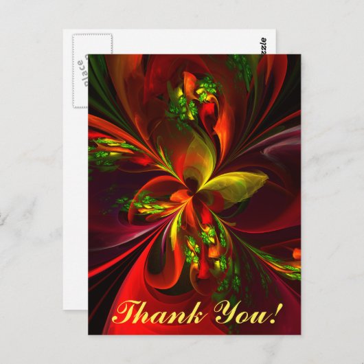 Modernes Abstraktes Muster des Roten Grünen Blumen Postkarte (Vorne/Hinten)