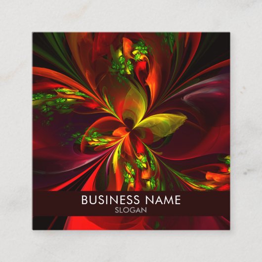 Modernes Abstraktes Muster des Roten Grünen Blumen Quadratische Visitenkarte (Vorderseite)