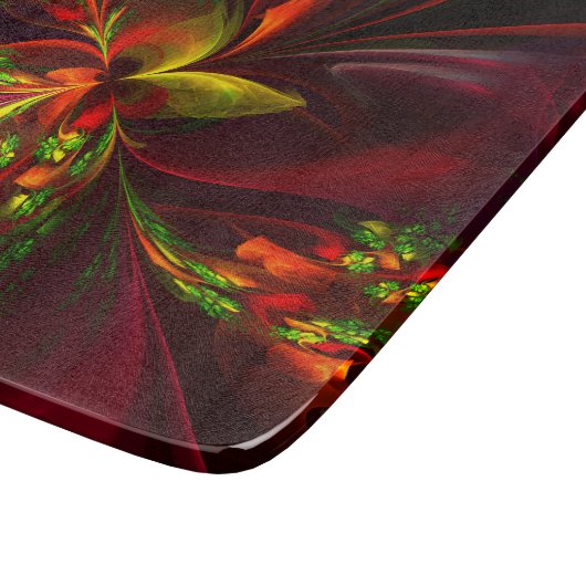 Modernes Abstraktes Muster des Roten Grünen Blumen Schneidebrett (Ecke)