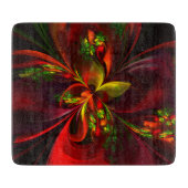 Modernes Abstraktes Muster des Roten Grünen Blumen Schneidebrett (Vorderseite)