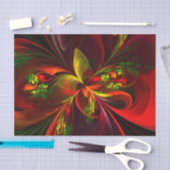 Modernes Abstraktes Muster des Roten Grünen Blumen Seidenpapier (Handwerk)