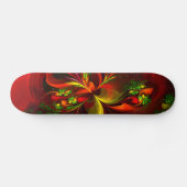 Modernes Abstraktes Muster des Roten Grünen Blumen Skateboard (Horizontal)