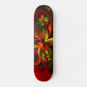 Modernes Abstraktes Muster des Roten Grünen Blumen Skateboard (Vorderseite)