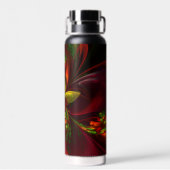 Modernes Abstraktes Muster des Roten Grünen Blumen Trinkflasche (Rückseite)