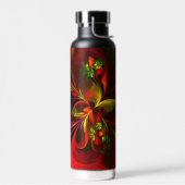 Modernes Abstraktes Muster des Roten Grünen Blumen Trinkflasche (Links)