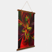 Modernes Abstraktes Muster des Roten Grünen Blumen Wandteppich Mit Holzrahmen (Gewinkelt)