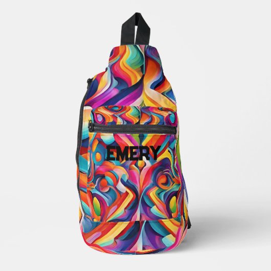 Modernes, Abstraktes Muster - farbenfrohe Monogram Crossbody Bag (Vorderseite)
