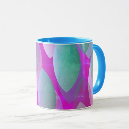 Modernes Abstraktes Muster | Magenta Lila Pink Aqu Tasse (VorderseiteRechts)