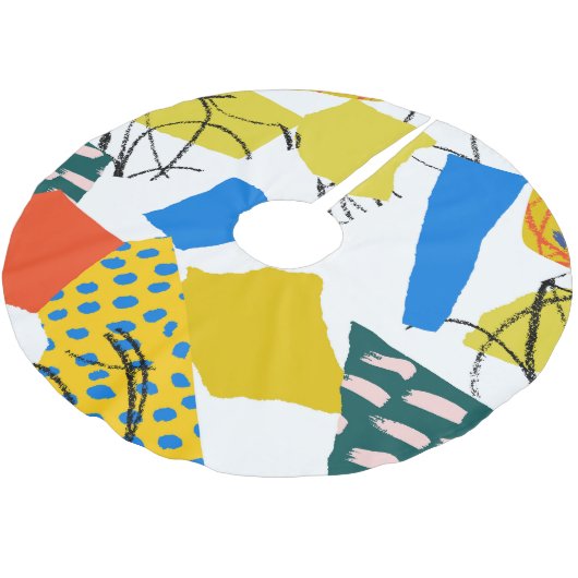 Modernes Abstraktes Muster mit Formen. Polyester Weihnachtsbaumdecke (Schrägansicht)