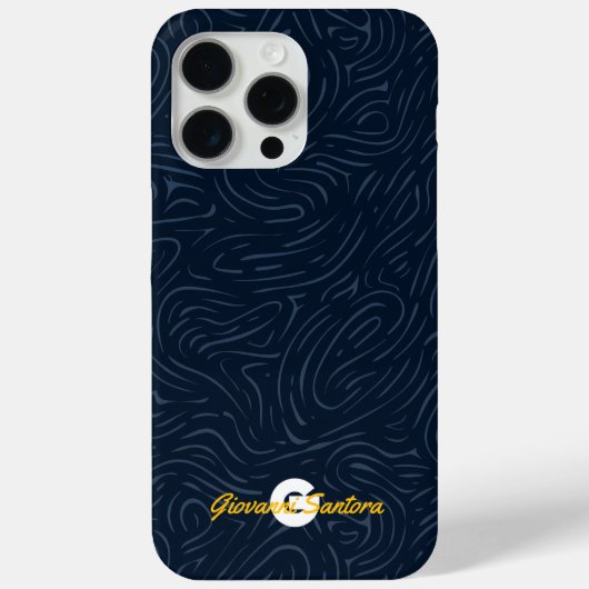 Modernes Abstraktes Navy-Muster-Monogramm Case-Mate iPhone Hülle (Rückseite)