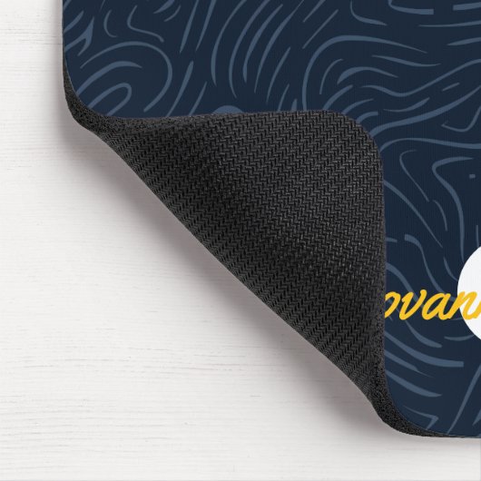 Modernes Abstraktes Navy-Muster-Monogramm Mousepad (Ecke)