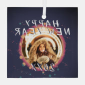 Modernes Abstraktes Neues Jahr 2023 Foto Ornament Aus Glas (Rückseite)