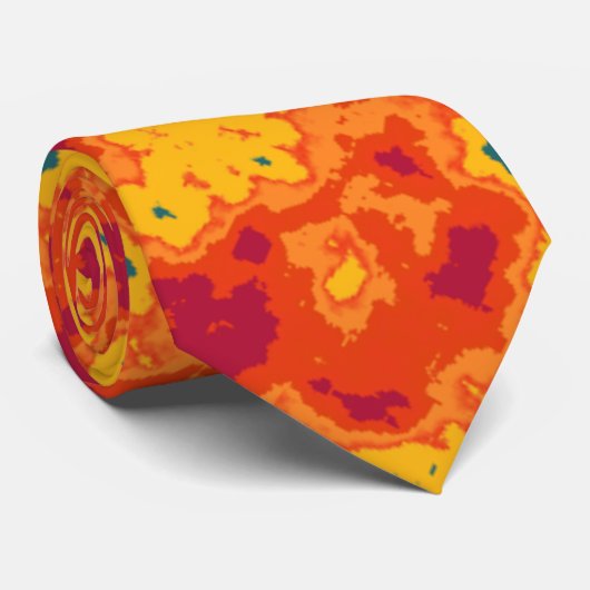 Modernes Abstraktes Orange Emerald Pattern Krawatte (Gerollt)