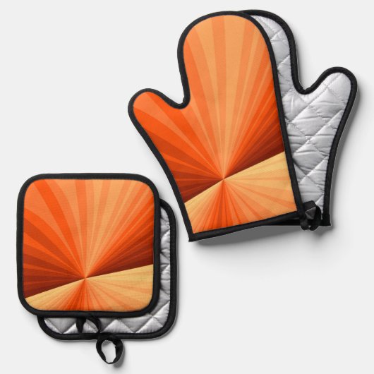 Modernes Abstraktes Orange Red Vanilla Graphic Fra Ofenhandschuh & Topflappen-Set (Vorderseite/Rückseite)