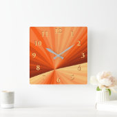 Modernes Abstraktes Orange Red Vanilla Graphic Fra Quadratische Wanduhr (Zuhause)