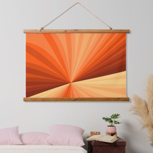 Modernes Abstraktes Orange Red Vanilla Graphic Fra Wandteppich Mit Holzrahmen (Schlafzimmer)