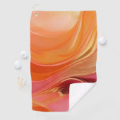 Modernes Abstraktes Orange Rosa und Gold Golfhandtuch (Insitu)