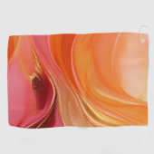 Modernes Abstraktes Orange Rosa und Gold Golfhandtuch (Horizontal)