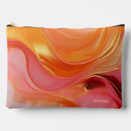 Modernes Abstraktes Orange Rosa und Gold Zubehörtasche