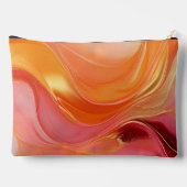 Modernes Abstraktes Orange Rosa und Gold Zubehörtasche (Rückseite)