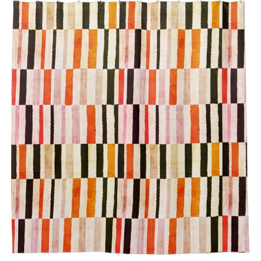 Modernes Abstraktes Orange Stripe Muster aus dem M Duschvorhang (Vorderseite)