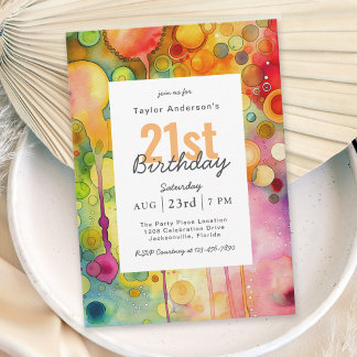 Modernes Abstraktes Party zum 21. Geburtstag Einladung