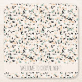 Modernes Abstraktes Pastel Terrazzo Muster Rechteckiger Pappuntersetzer (Vorderseite)