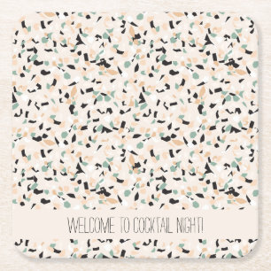 Modernes Abstraktes Pastel Terrazzo Muster Rechteckiger Pappuntersetzer