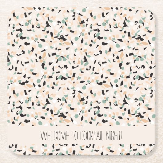 Modernes Abstraktes Pastel Terrazzo Muster Rechteckiger Pappuntersetzer (Vorderseite)