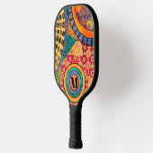 Modernes Abstraktes Patchwork-Muster Monogramm Pickleball Schläger (Links)