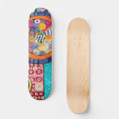 Modernes Abstraktes Patchwork-Muster Monogramm Skateboard (Vorderseite)