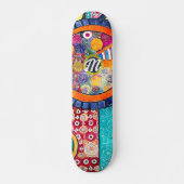 Modernes Abstraktes Patchwork-Muster Monogramm Skateboard (Vorne)