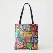Modernes Abstraktes Patchwork-Muster Monogramm Tasche (Vorderseite)
