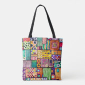 Modernes Abstraktes Patchwork-Muster Monogramm Tasche (Rückseite)