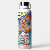 Modernes Abstraktes Patchwork-Muster Monogramm Trinkflasche (Rückseite)