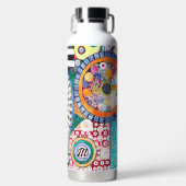 Modernes Abstraktes Patchwork-Muster Monogramm Trinkflasche (Vorderseite)