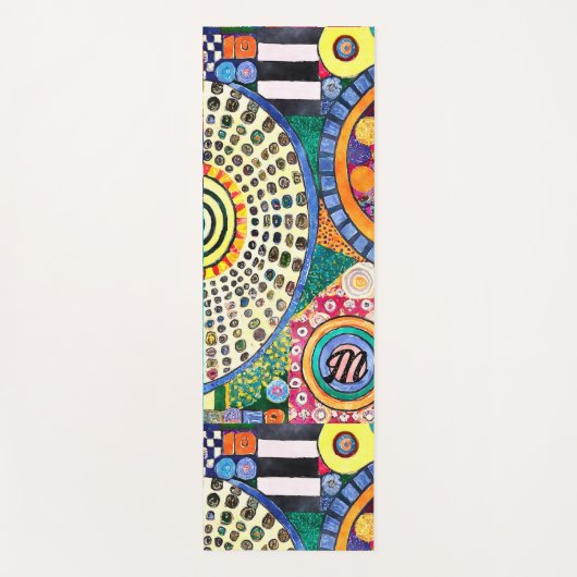 Modernes Abstraktes Patchwork-Muster Monogramm Yogamatte (Vorderseite)