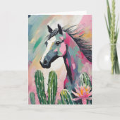 Modernes Abstraktes Pferd und Sukkulente Karte (Vorderseite)