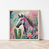Modernes Abstraktes Pferd und Sukkulente Poster