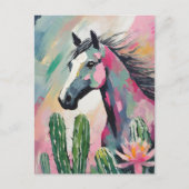Modernes Abstraktes Pferd und Sukkulente Postkarte (Vorderseite)