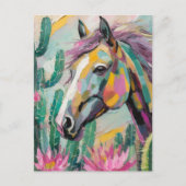 Modernes Abstraktes Pferd und Sukkulente Postkarte (Vorderseite)