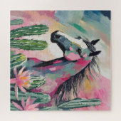 Modernes Abstraktes Pferd und Sukkulente Puzzle (Horizontal)