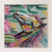 Modernes Abstraktes Pferd und Sukkulente Puzzle (Horizontal)