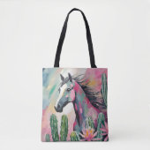 Modernes Abstraktes Pferd und Sukkulente Tasche (Vorderseite)