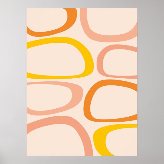 Modernes Abstraktes Pfirsich, orange, gelb Poster (Vorne)