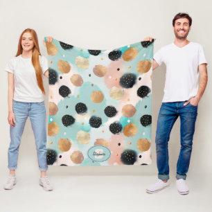 Modernes Abstraktes Pinselstrich- und Polka-Dot-Mu Fleecedecke