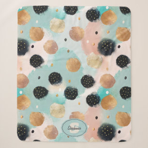 Modernes Abstraktes Pinselstrich- und Polka-Dot-Mu Sherpadecke